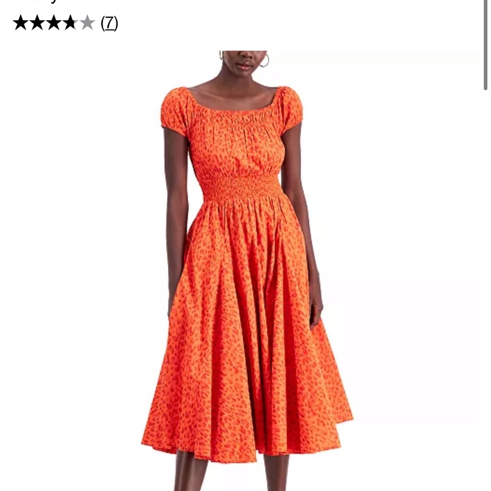 INC International Concepts Vibrant Orange Midi Dress